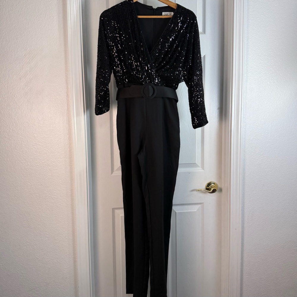 Eliza J Black Sequin Jumpsuit - Picture 7 of 10